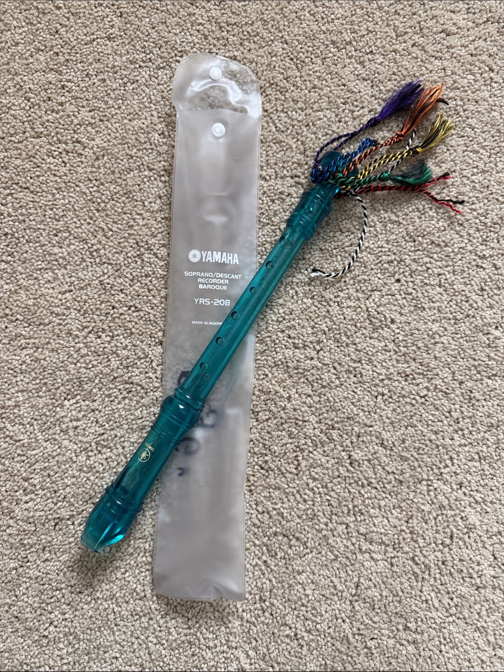 Yamaha Teal/Blue Soprano Recorder with Multicolor Tassel